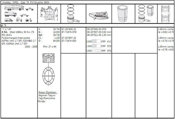 GOETZE Krank, Piston ve Contalar