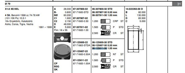 GOETZE Krank, Piston ve Contalar