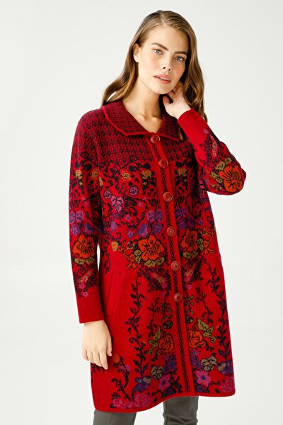 Desen Triko Kadın Kaban