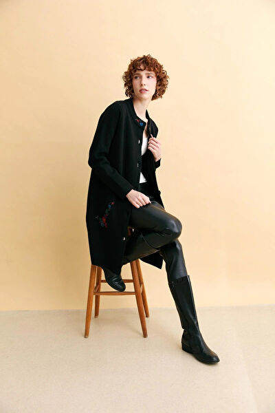 Desen Triko Kadın Kaban