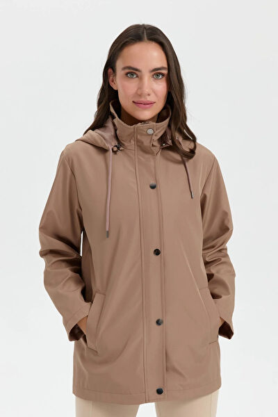 Desen Triko Kadın Trençkot, Yağmurluk