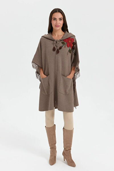 Desen Triko Kadın Panço