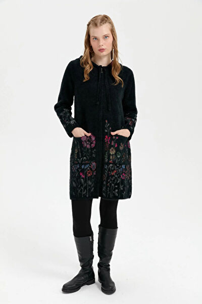 Desen Triko Kadın Kaban