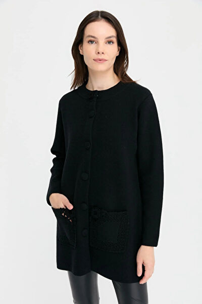 Desen Triko Kadın Kaban