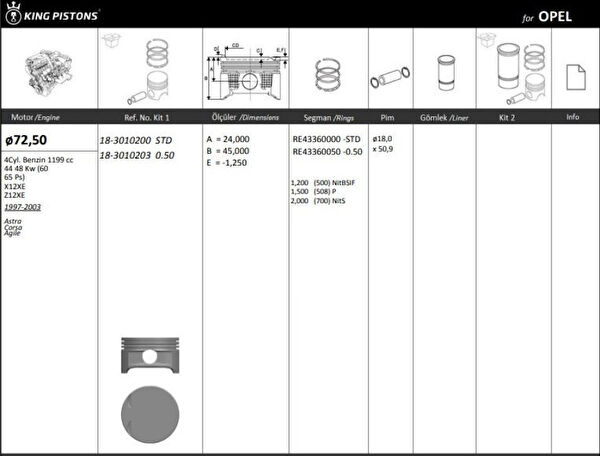 KING PISTON Pistonlar