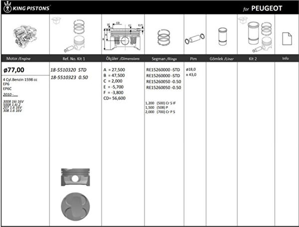 KING PISTON Pistonlar
