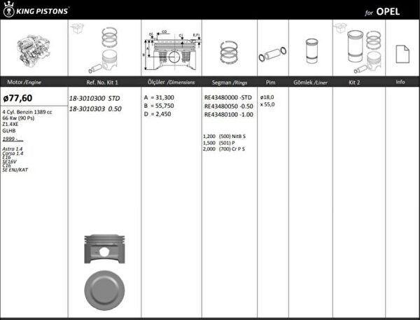 KING PISTON Pistonlar