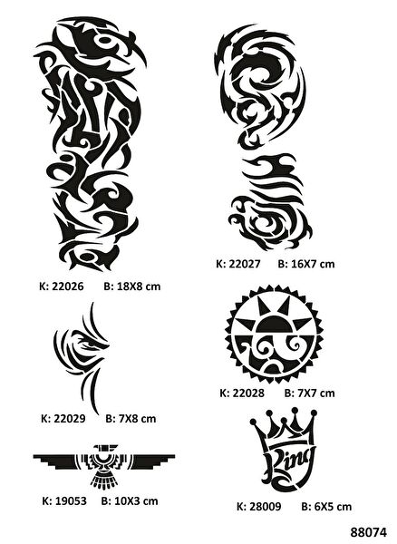 Airbrush Tattoo Geçici Dövme, Şablonları