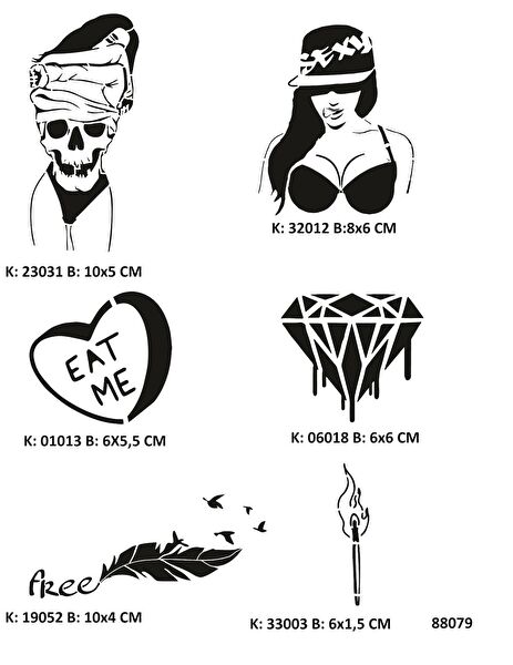 Airbrush Tattoo Geçici Dövme, Şablonları