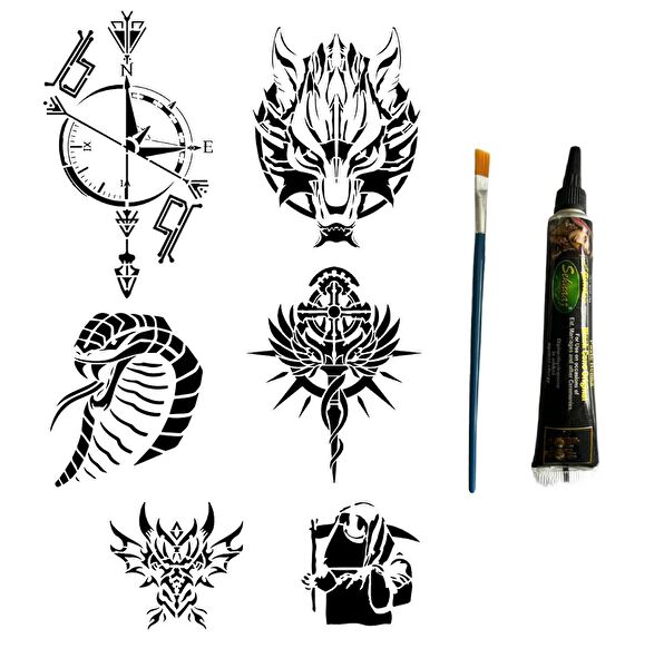 Airbrush Tattoo Geçici Dövme, Şablonları