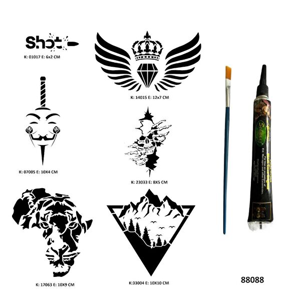 Airbrush Tattoo Geçici Dövme, Şablonları