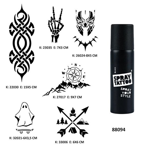 Airbrush Tattoo Geçici Dövme, Şablonları