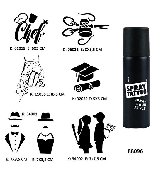 Airbrush Tattoo Geçici Dövme, Şablonları