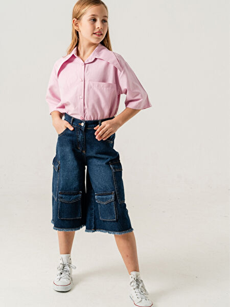 Giyicem Tekstile Kız Çocuk Şort, Bermuda, Kapri