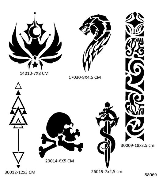 Airbrush Tattoo Geçici Dövme, Şablonları