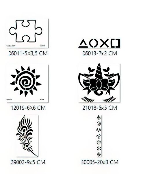 Endeks Ticaret Geçici Dövme, Şablonları