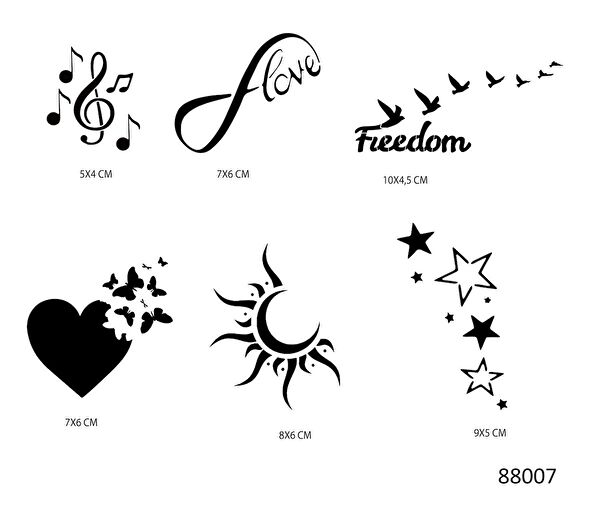 Endeks Ticaret Geçici Dövme, Şablonları