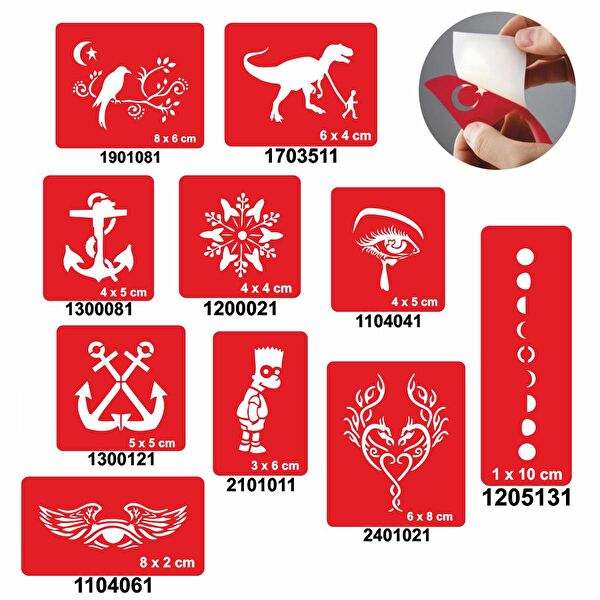 Endeks Ticaret Geçici Dövme, Şablonları