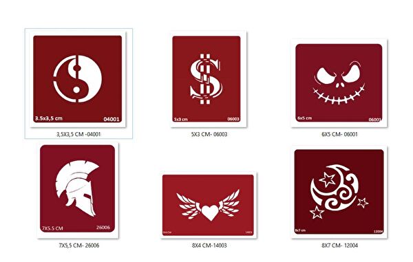 Endeks Ticaret Geçici Dövme, Şablonları