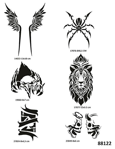 Airbrush Tattoo Geçici Dövme, Şablonları