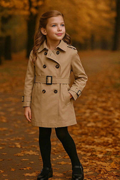 HÇ Hülya Çelik Kidswear Kız Çocuk Trençkot, Yağmurluk