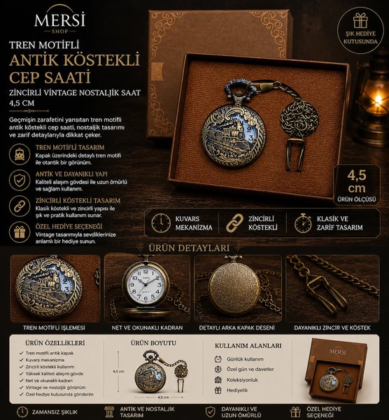 Mersi SHOP Köstekli Cep Saati