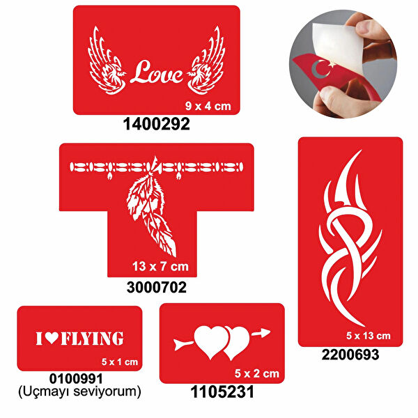 Alsepeteavm Geçici Dövme, Şablonları