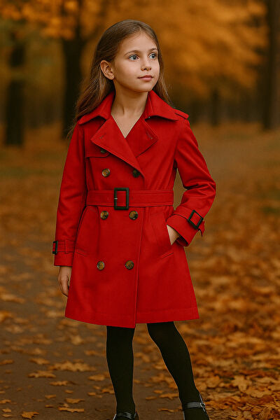 HÇ Hülya Çelik Kidswear Kız Çocuk Trençkot, Yağmurluk