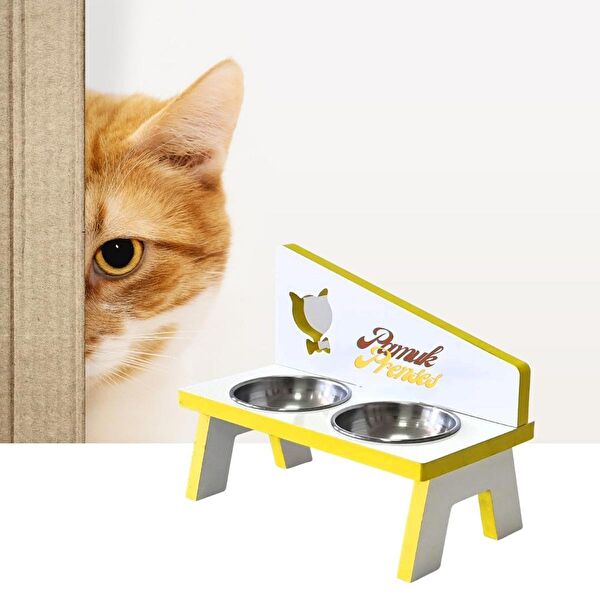 Liva Ahşap Kedi Mama ve Su Kapları