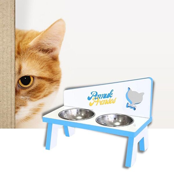 Liva Ahşap Kedi Mama ve Su Kapları