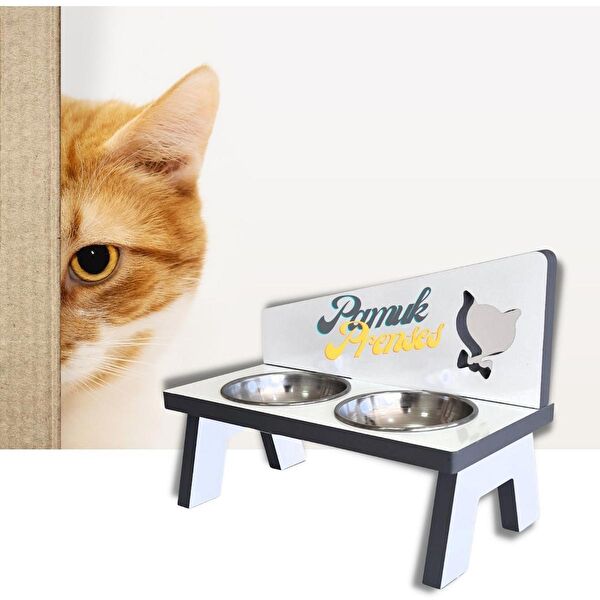 Liva Ahşap Kedi Mama ve Su Kapları