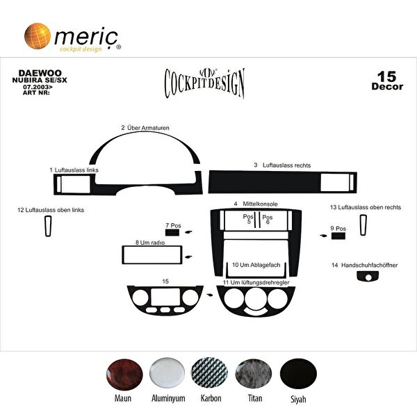 meriç cockpit design Torpido Kaplama Setleri