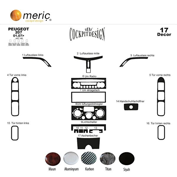 meriç cockpit design Torpido Kaplama Setleri