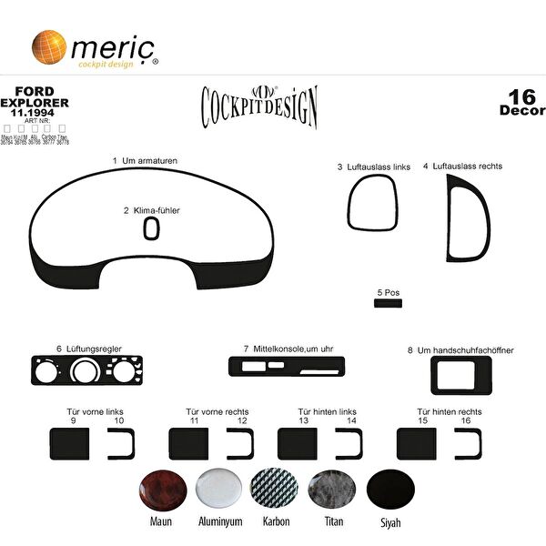 meriç cockpit design Torpido Kaplama Setleri