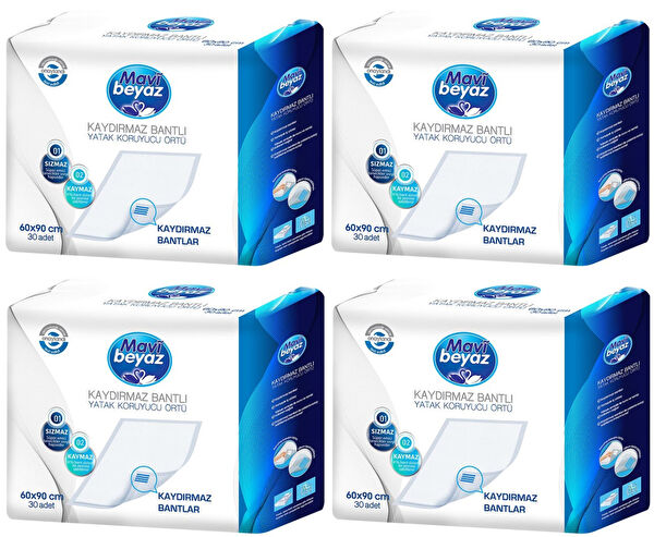 Mavi Beyaz Yatak Koruyucu Örtü