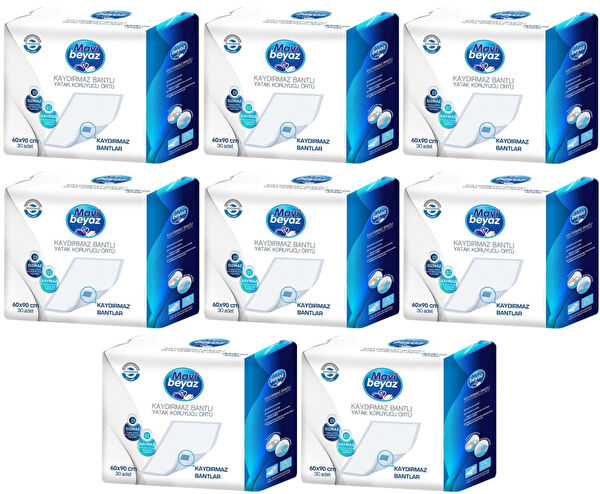 Mavi Beyaz Yatak Koruyucu Örtü