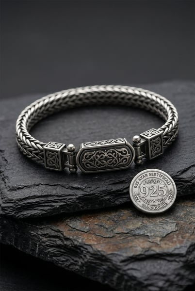 Roza Silver Erkek Bileklik