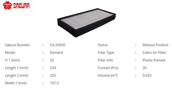 Sakura Polen Filtreleri