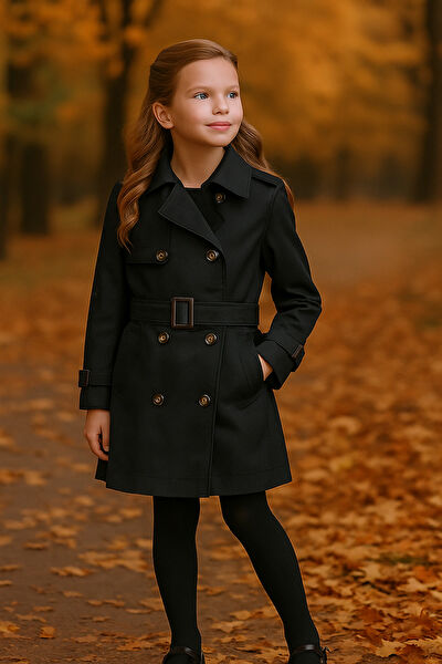 HÇ Hülya Çelik Kidswear Kız Çocuk Trençkot, Yağmurluk