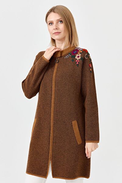 Desen Triko Kadın Kaban