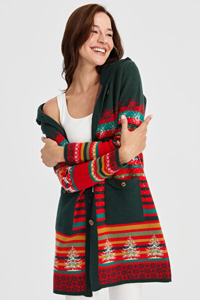 Desen Triko Kadın Kaban