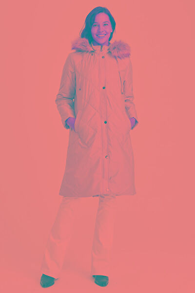 Desen Triko Kadın Kaban