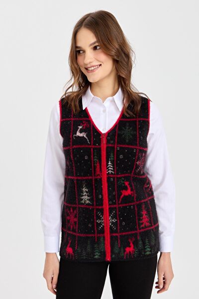 Desen Triko Kadın Yelek