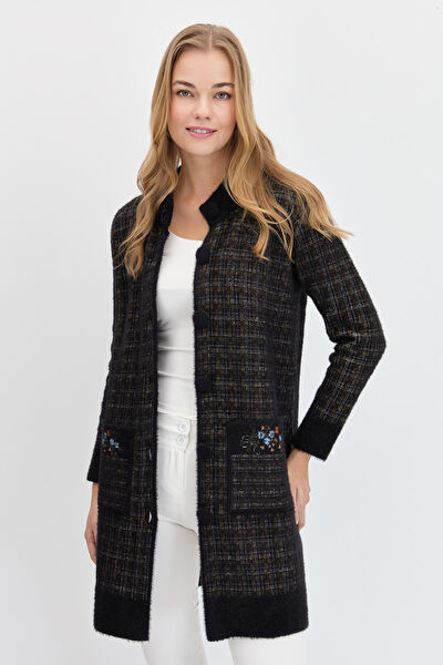 Desen Triko Kadın Kaban