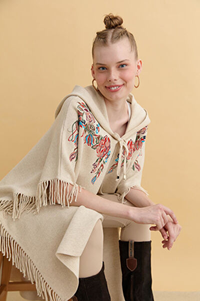 Desen Triko Kadın Panço