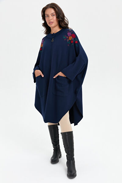 Desen Triko Kadın Panço