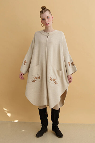 Desen Triko Kadın Panço