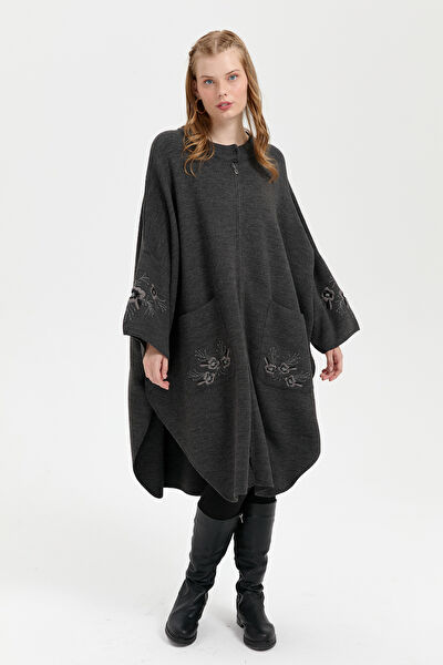 Desen Triko Kadın Panço