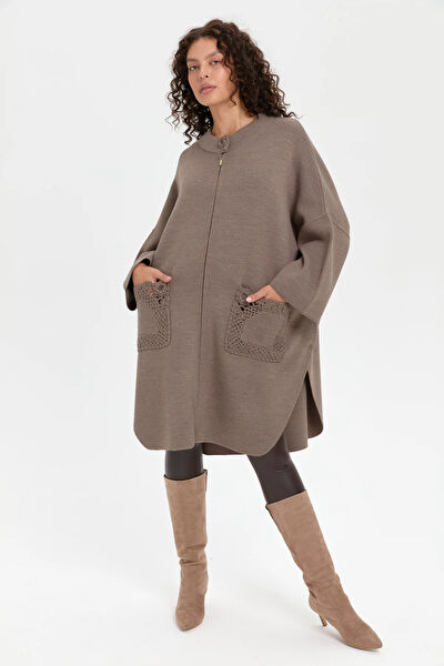 Desen Triko Kadın Panço