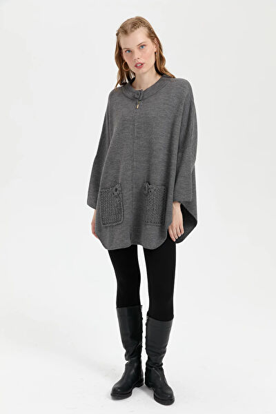 Desen Triko Kadın Panço